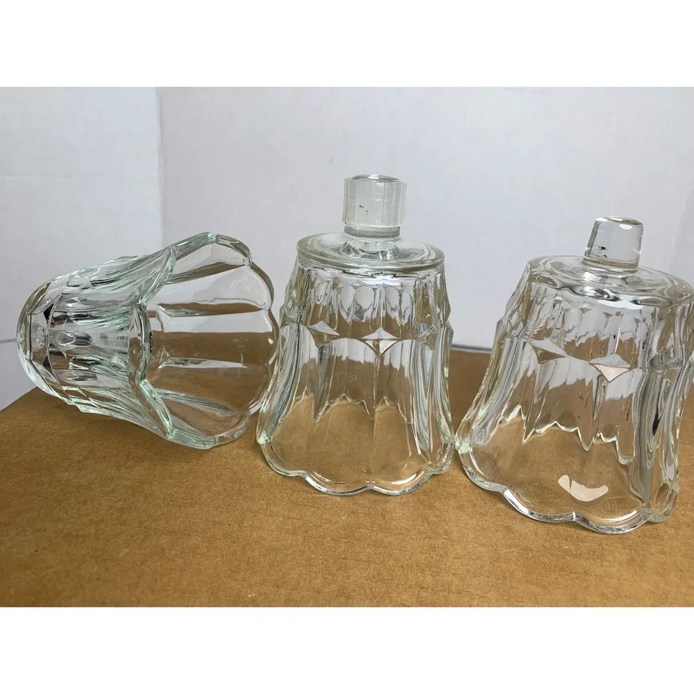 Vintage Clear Glass Scalloped Tulip Peg Votive Candle Holder‎ Set of 3